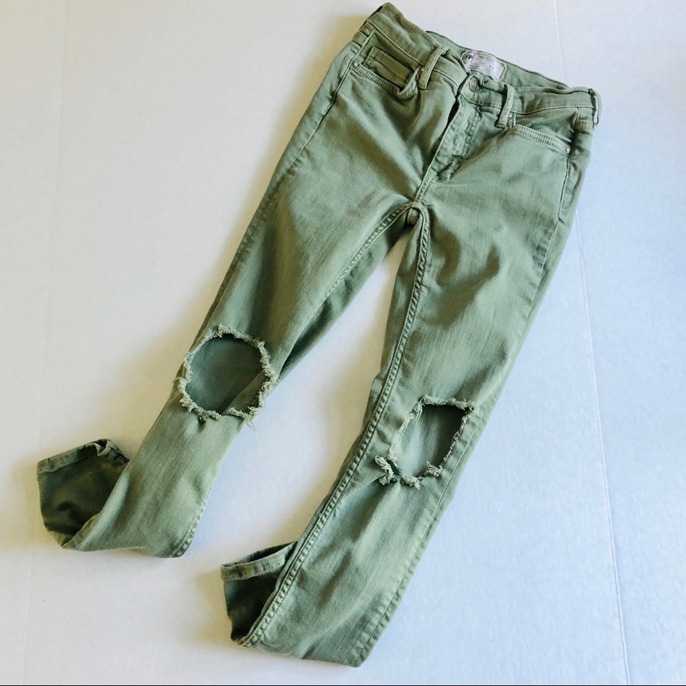 Free People Olive Green Jeans